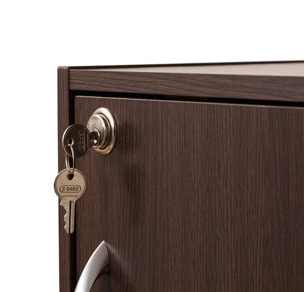 鍵付収納５段キャビネット 幅42cm ブラウン系 スリム収納（962）