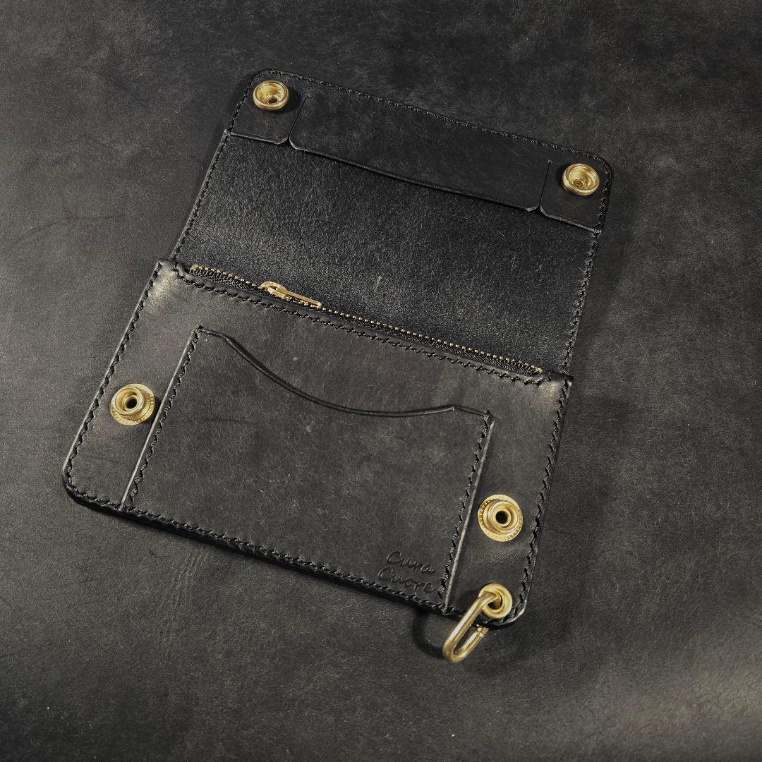 285ミドル　トラッカーウォレット イタリアンレザーMARGOT【ブラック】