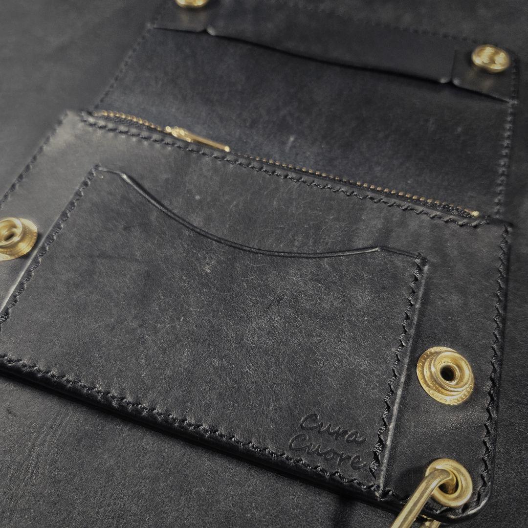 285ミドル　トラッカーウォレット イタリアンレザーMARGOT【ブラック】