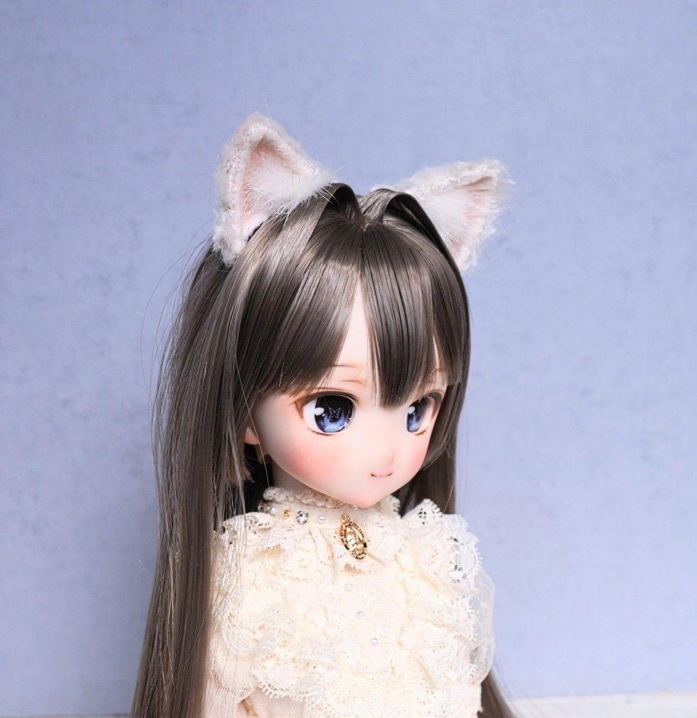 ドール用 猫耳【ホワイト】ケモ耳 1/3～1/4サイズ兼用