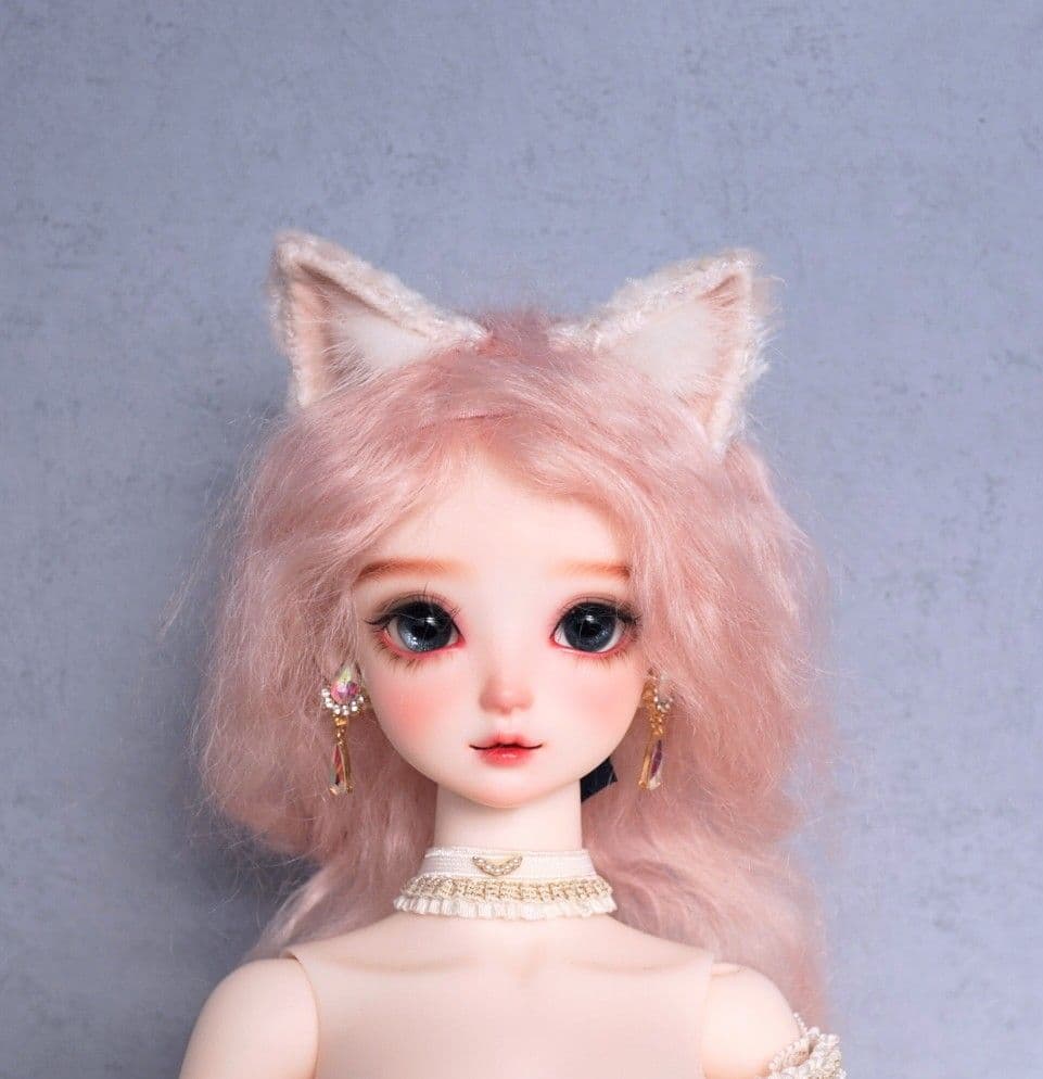 ドール用 猫耳【ホワイト】ケモ耳 1/3～1/4サイズ兼用