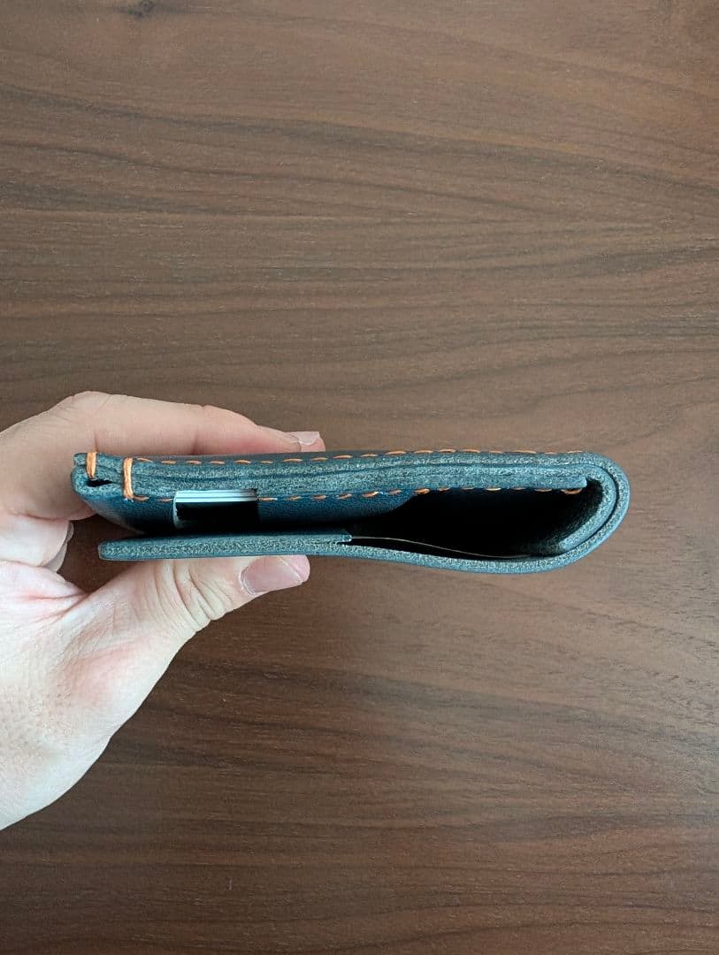 ​【本革ハンドメイド】お札を折らない2つ折り財布 コンパクトウォレット栃木レザー