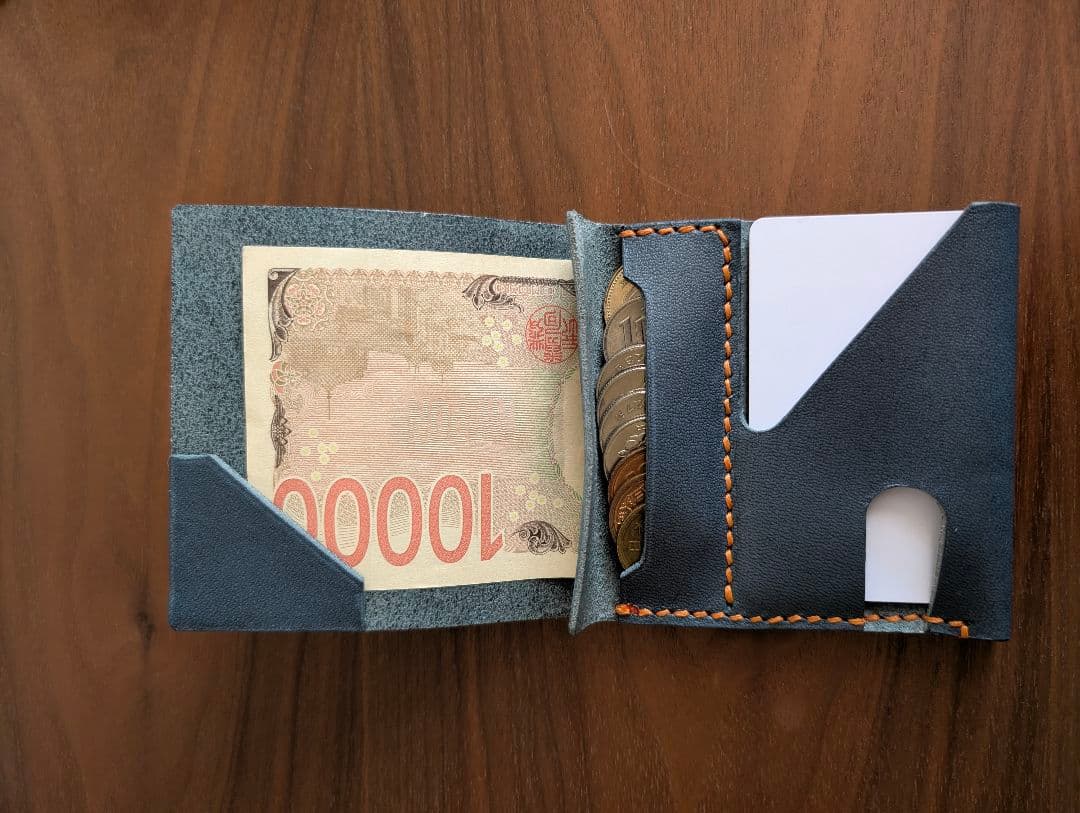 ​【本革ハンドメイド】お札を折らない2つ折り財布 コンパクトウォレット栃木レザー