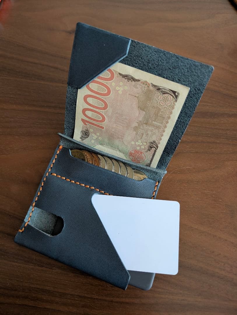 ​【本革ハンドメイド】お札を折らない2つ折り財布 コンパクトウォレット栃木レザー