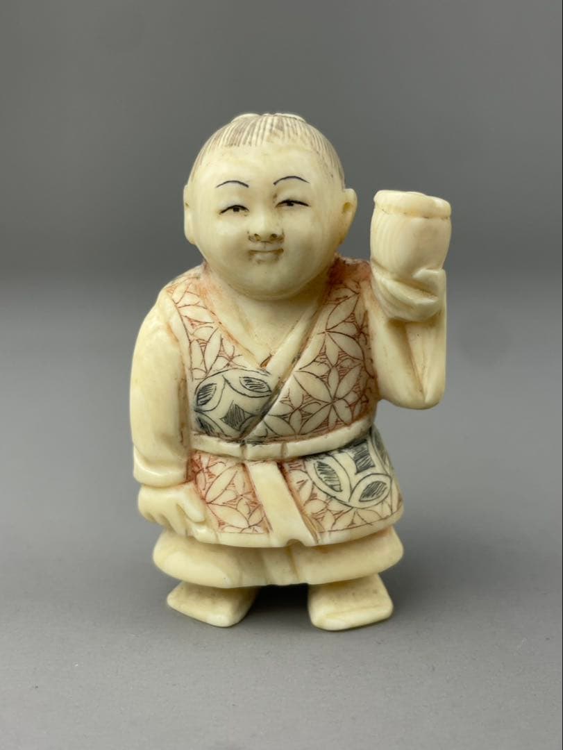 マンモス牙製 作家物 中国美術 唐子 男の子