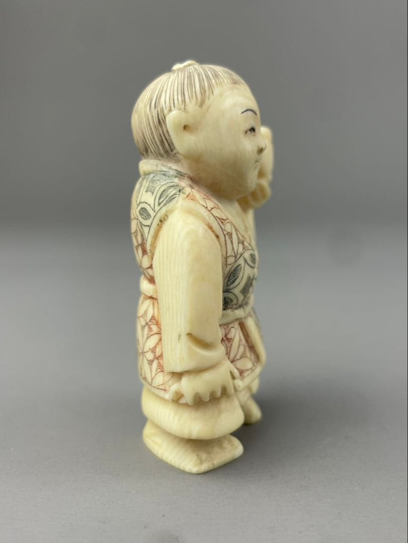 マンモス牙製 作家物 中国美術 唐子 男の子