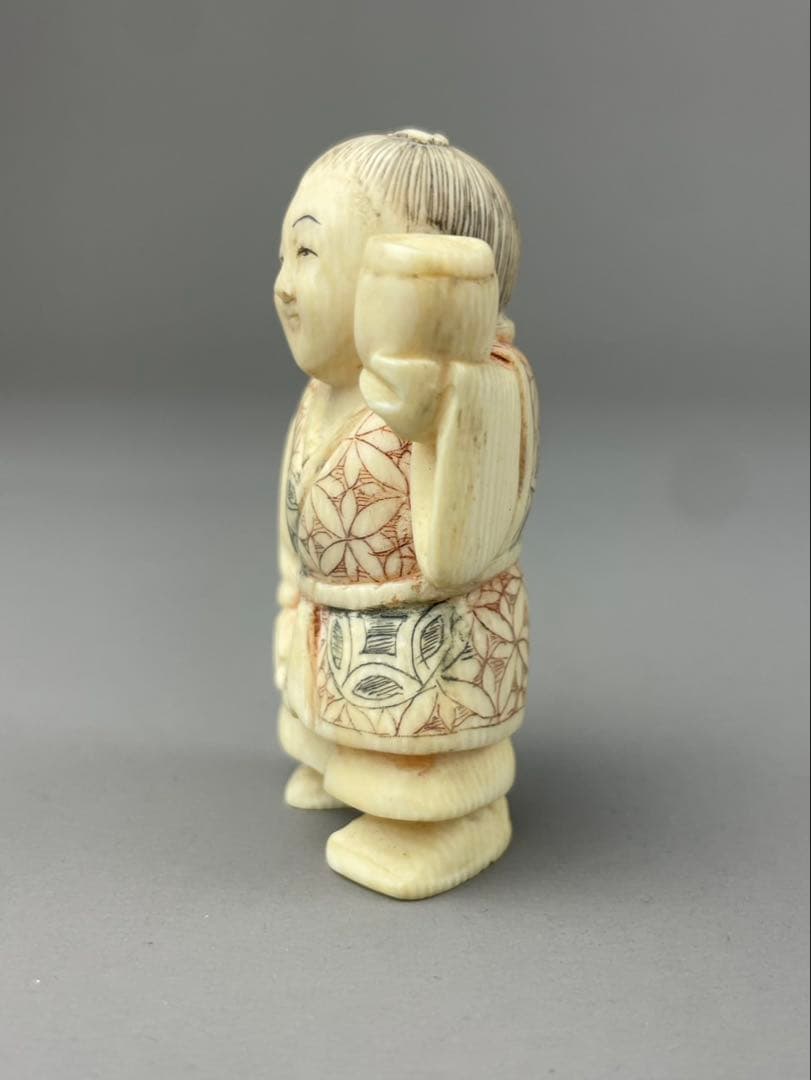 マンモス牙製 作家物 中国美術 唐子 男の子