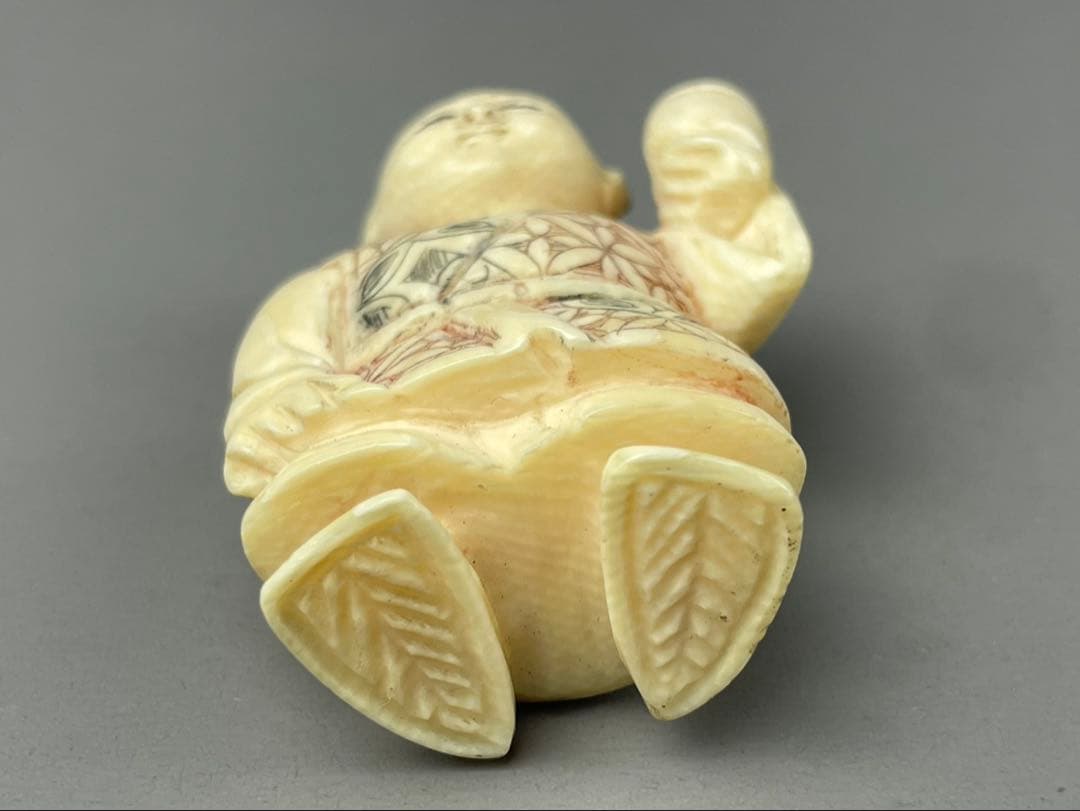 マンモス牙製 作家物 中国美術 唐子 男の子