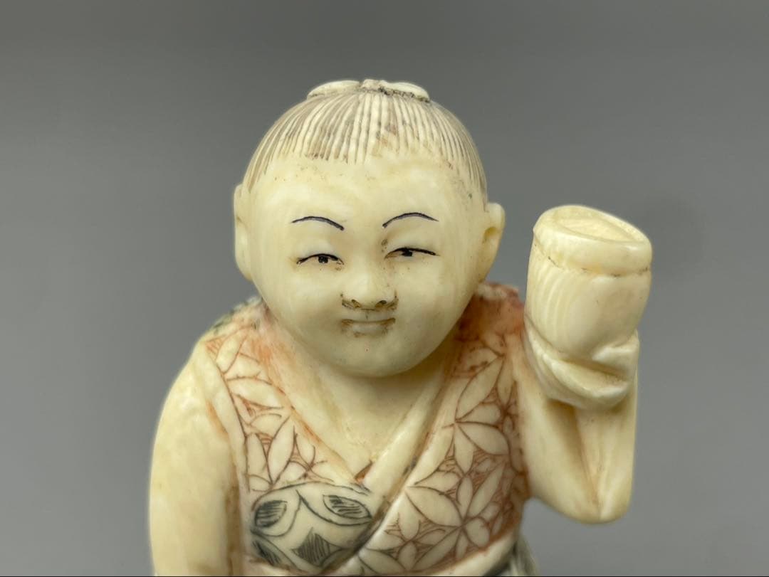 マンモス牙製 作家物 中国美術 唐子 男の子