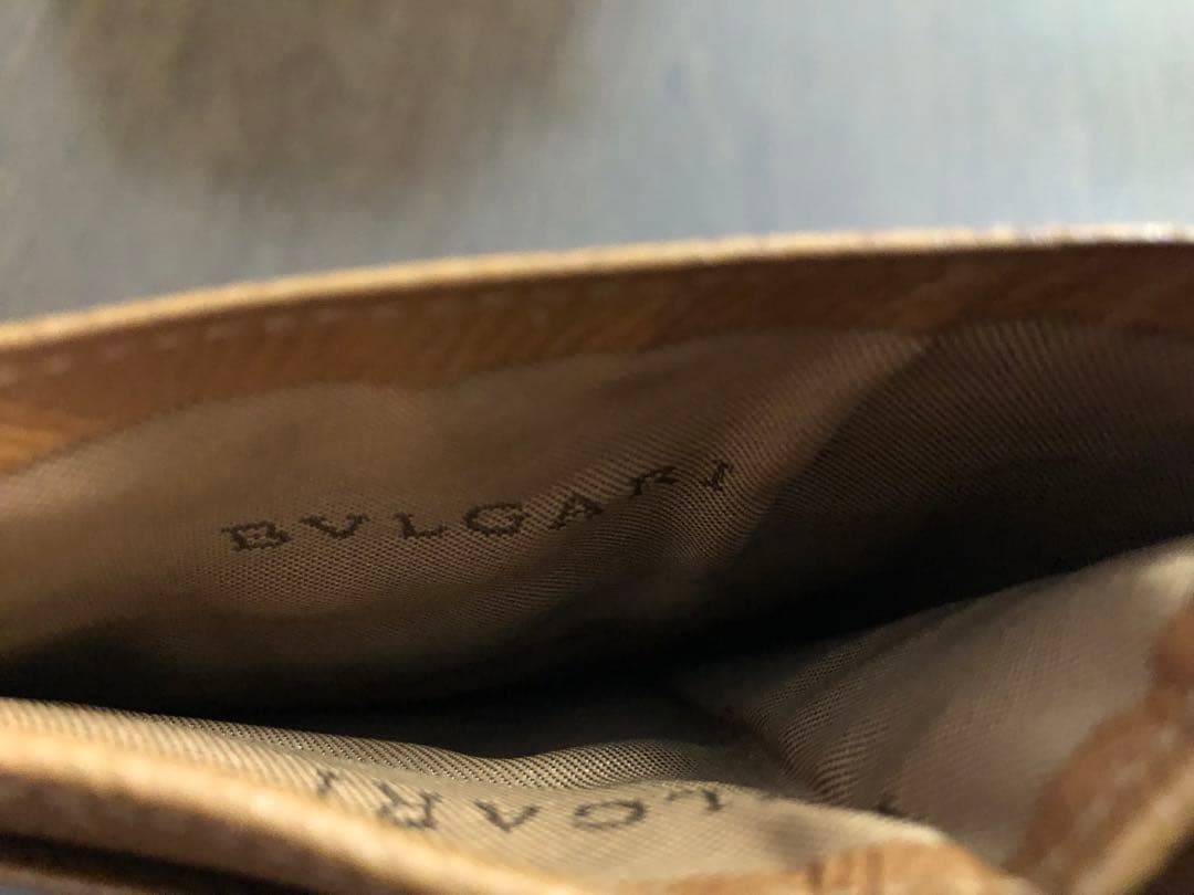 美品ブルガリBVLGARIブラウンレザー三つ折り財布