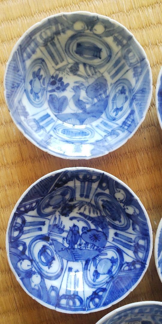 古染付　古伊万里　王地山焼　江戸時代　手塩皿5枚