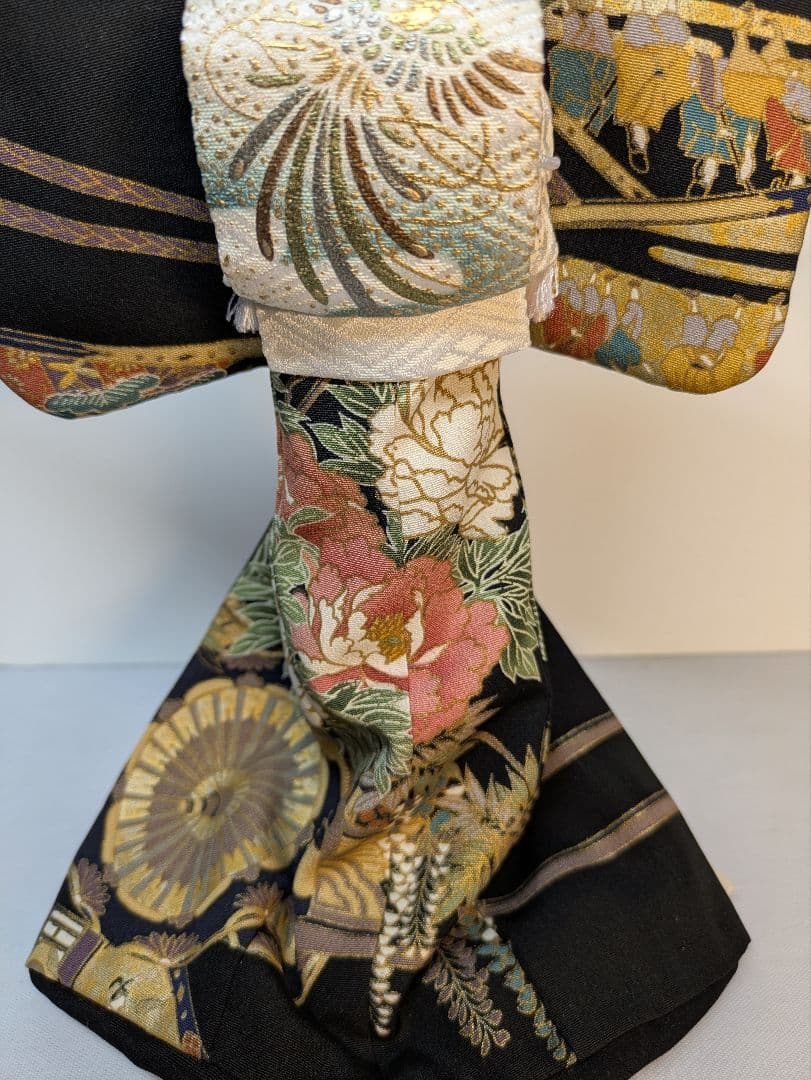 手縫い着物芸者用黒留袖1/6ドール、オビツドール27ジェニー用アウトフィットのみ