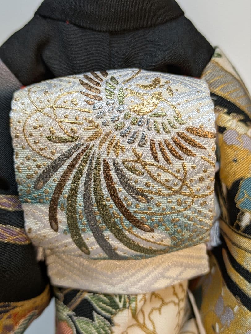 手縫い着物芸者用黒留袖1/6ドール、オビツドール27ジェニー用アウトフィットのみ