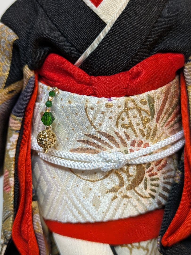 手縫い着物芸者用黒留袖1/6ドール、オビツドール27ジェニー用アウトフィットのみ