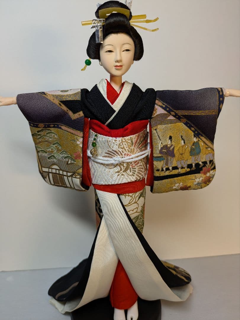 手縫い着物芸者用黒留袖1/6ドール、オビツドール27ジェニー用アウトフィットのみ
