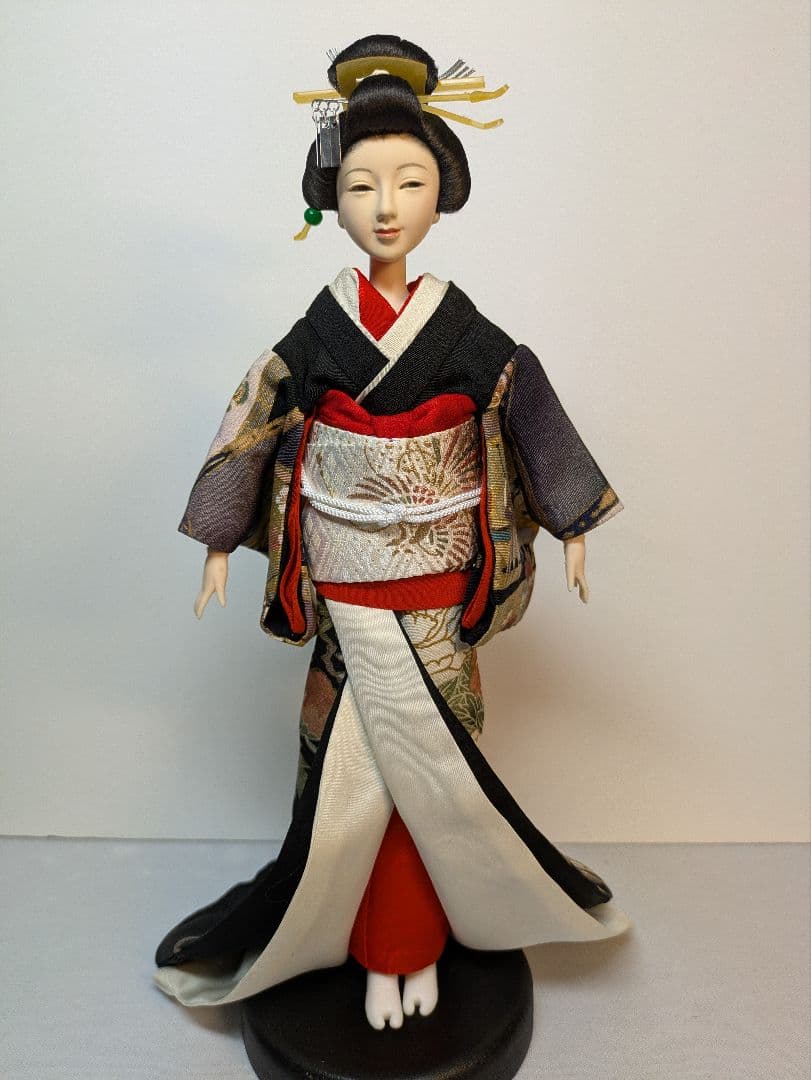 手縫い着物芸者用黒留袖1/6ドール、オビツドール27ジェニー用アウトフィットのみ