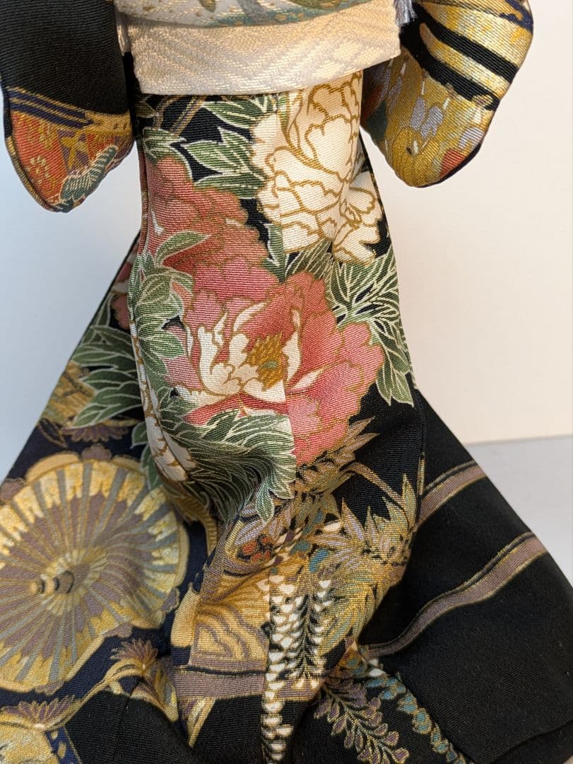 手縫い着物芸者用黒留袖1/6ドール、オビツドール27ジェニー用アウトフィットのみ