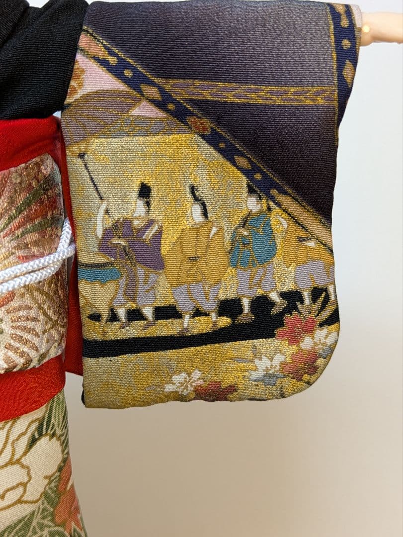 手縫い着物芸者用黒留袖1/6ドール、オビツドール27ジェニー用アウトフィットのみ