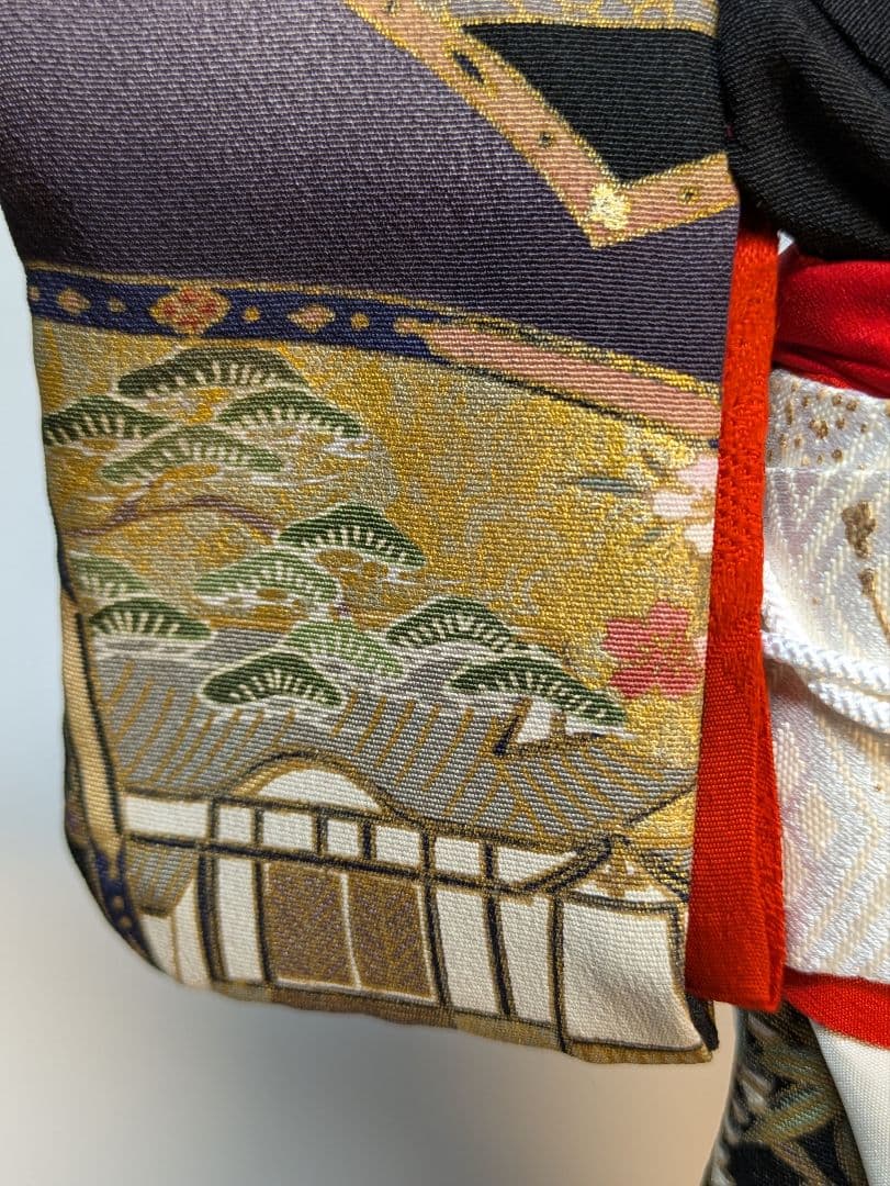 手縫い着物芸者用黒留袖1/6ドール、オビツドール27ジェニー用アウトフィットのみ