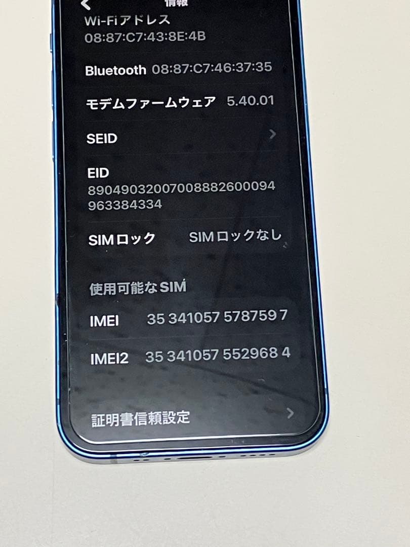 ジャンク品/電源が入らないApple iPhone 13 mini ブルー 本体