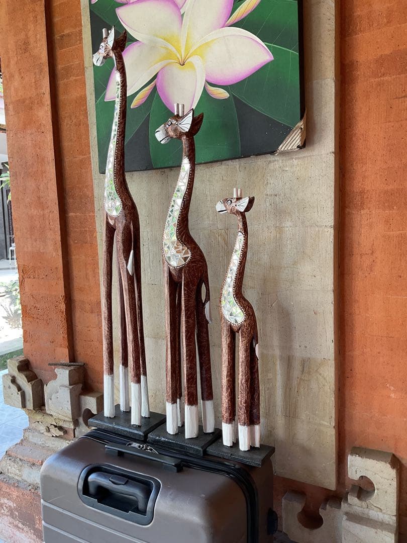 「新入荷」バリ島original木彫りキリン3体セット