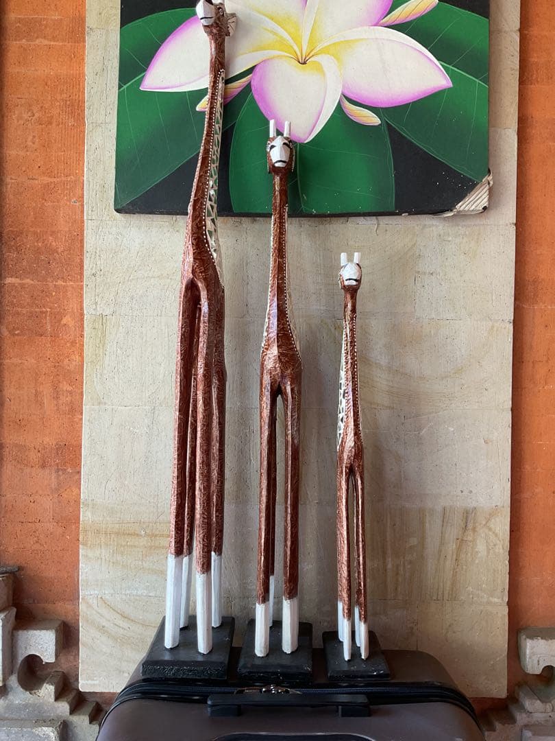 「新入荷」バリ島original木彫りキリン3体セット