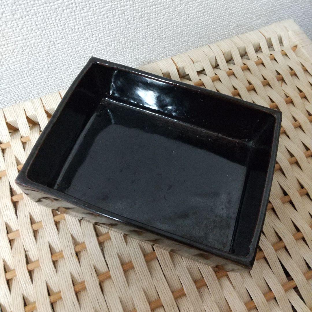 新品 東屋 伊賀焼 角鉢 5.5寸 お弁当 重箱 黒 ①