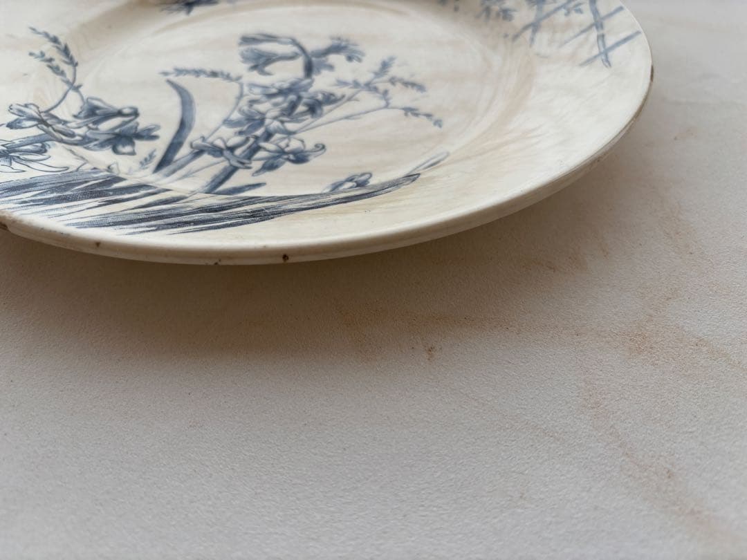 gien 古手　美しいディナープレート大　ヒヤシンス柄シャビー　アンティーク皿