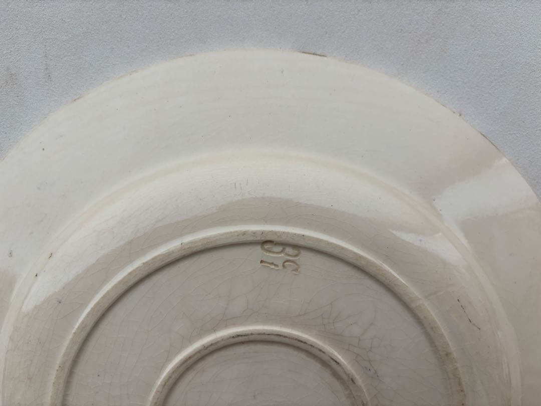 gien 古手　美しいディナープレート大　ヒヤシンス柄シャビー　アンティーク皿