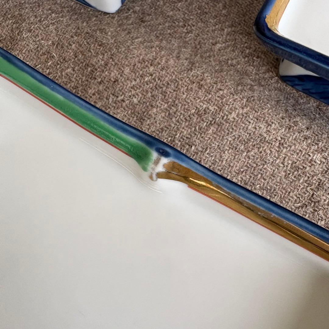 和食器　波千鳥柄 高台皿　5客