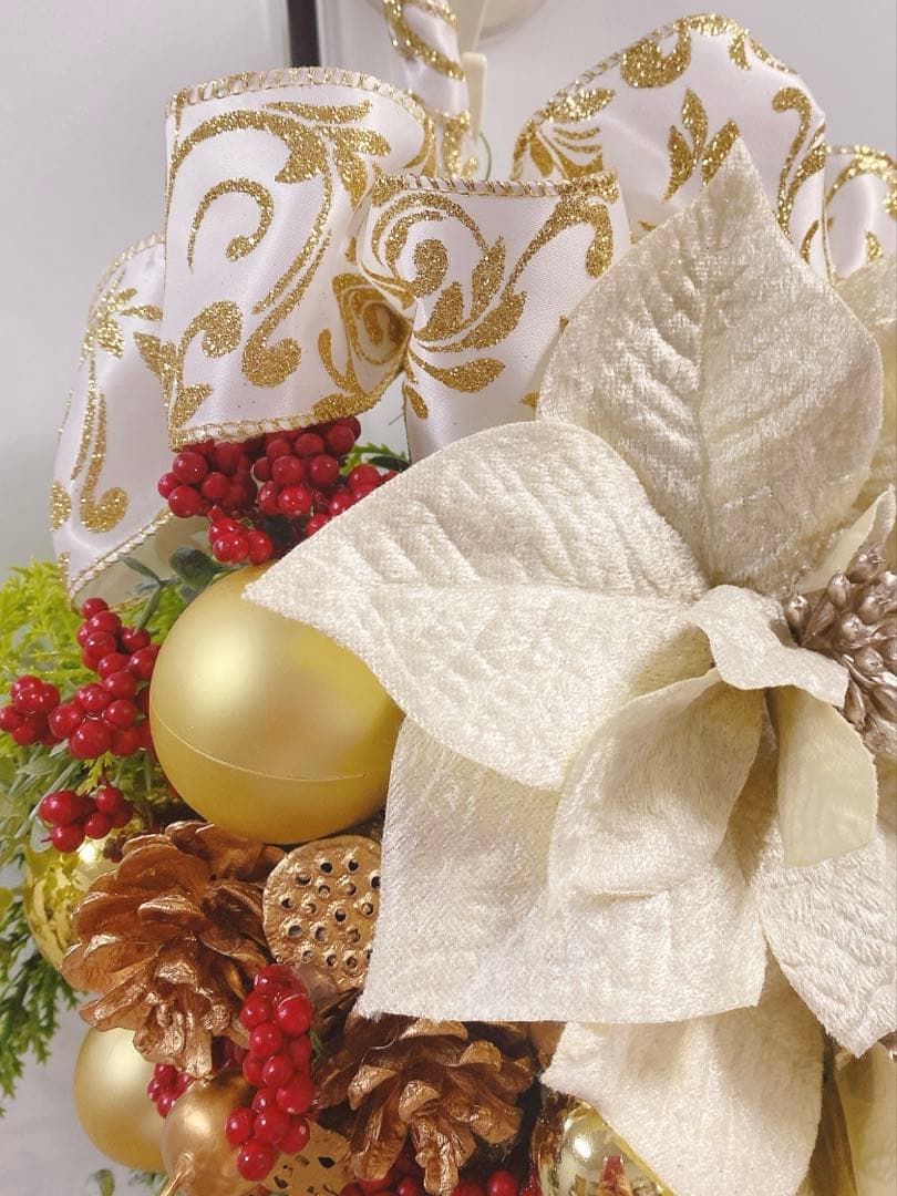 ✴︎豪華クリスマススワッグ✴︎クリスマスリース　玄関リース　フラワーリース　造花