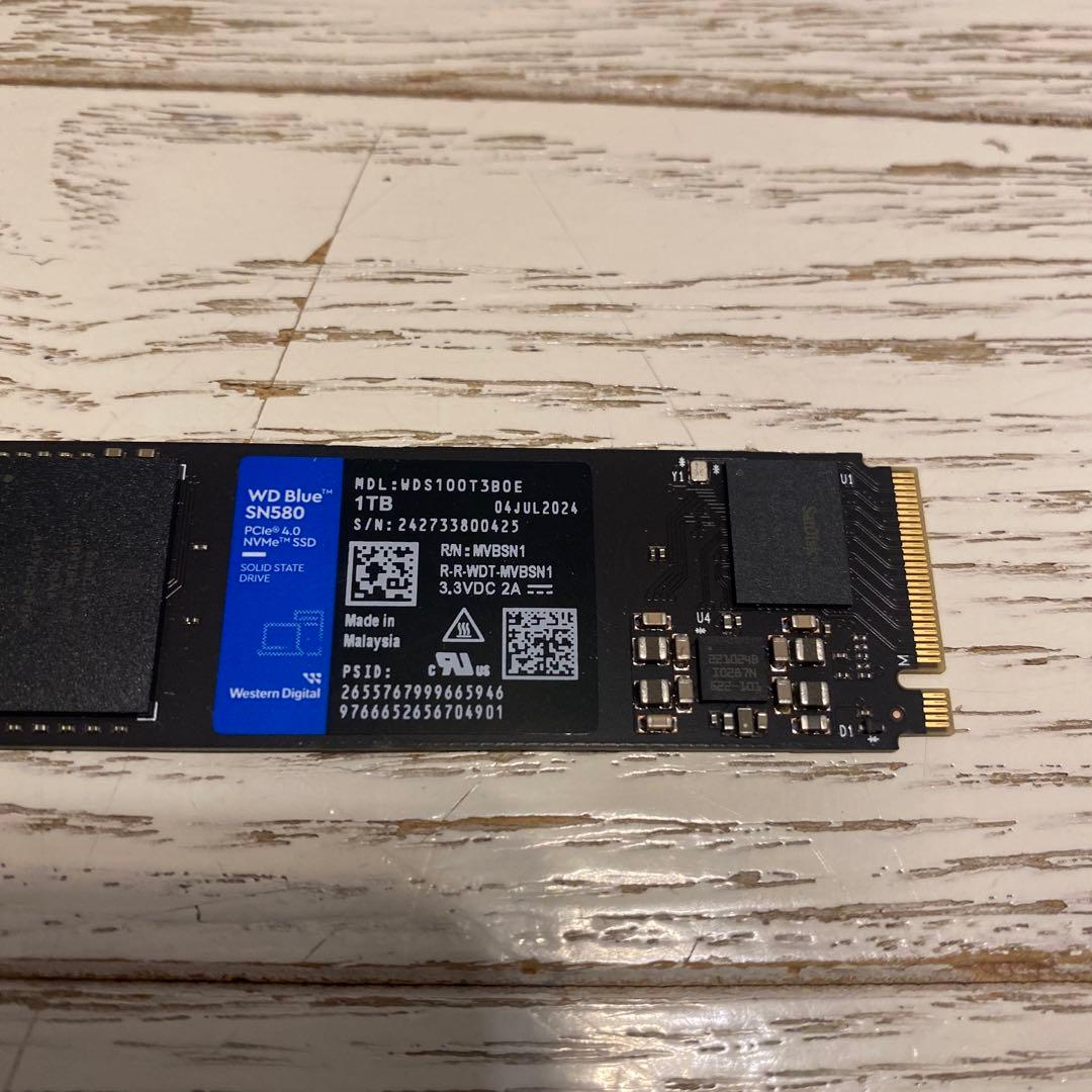 WD Blue SN580 1TB NVMe SSD 使用時間短め