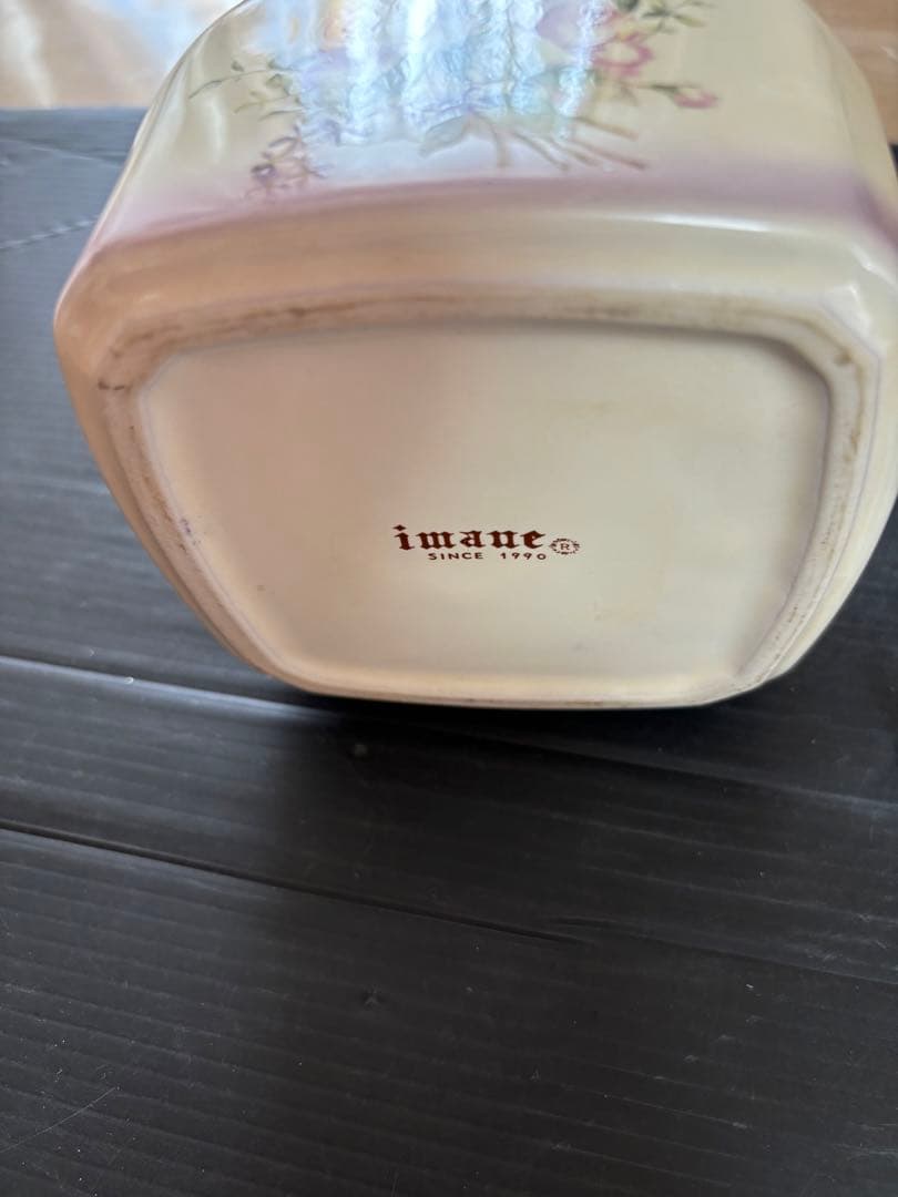 旧イマン ビビアンピンク　木蓋陶器キャニスター