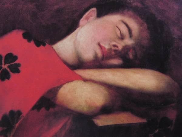 山本芳翠、眠れる女、希少画集より、新品額装付