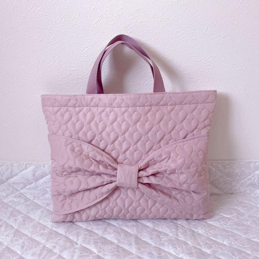 訳あり‼︎レッスンバッグ.体操服入れ.上靴袋3点セット♡ハート柄キルティング