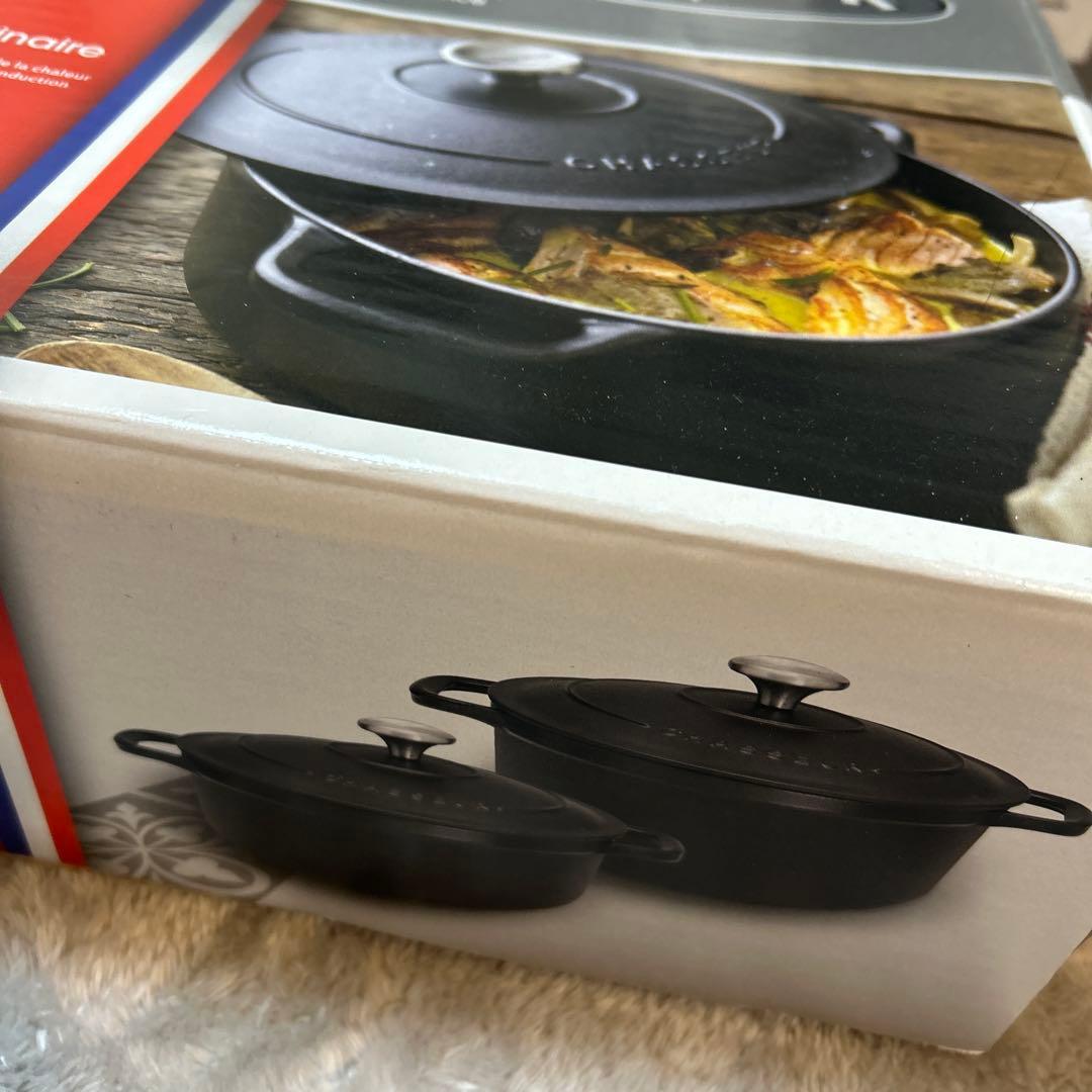 シャスール 両手鍋 黒（ノワール ブラック）24センチ