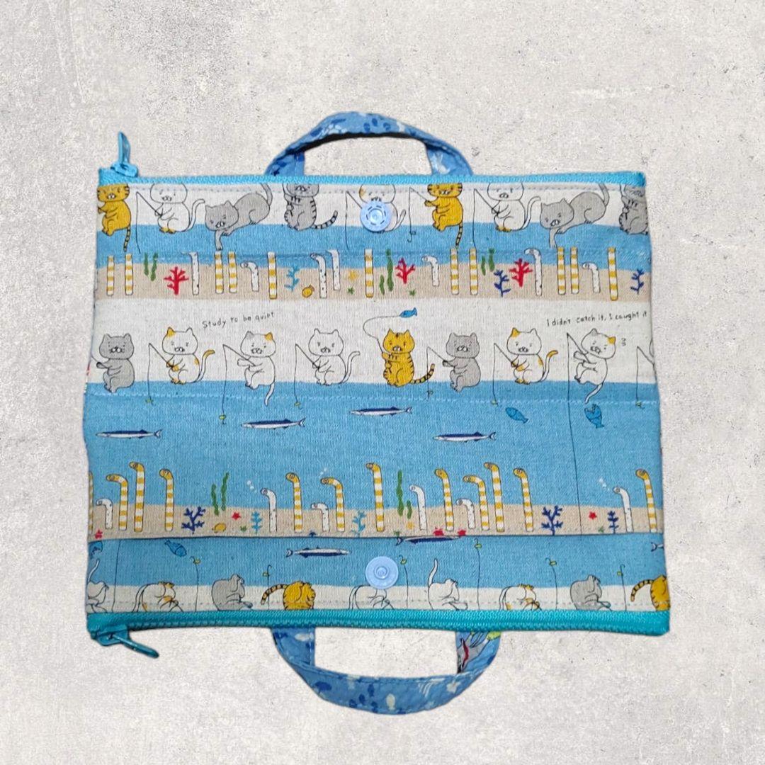 【コットンこばやし ジンベエザメ リップル】ダブルファスナーのペンポーチ