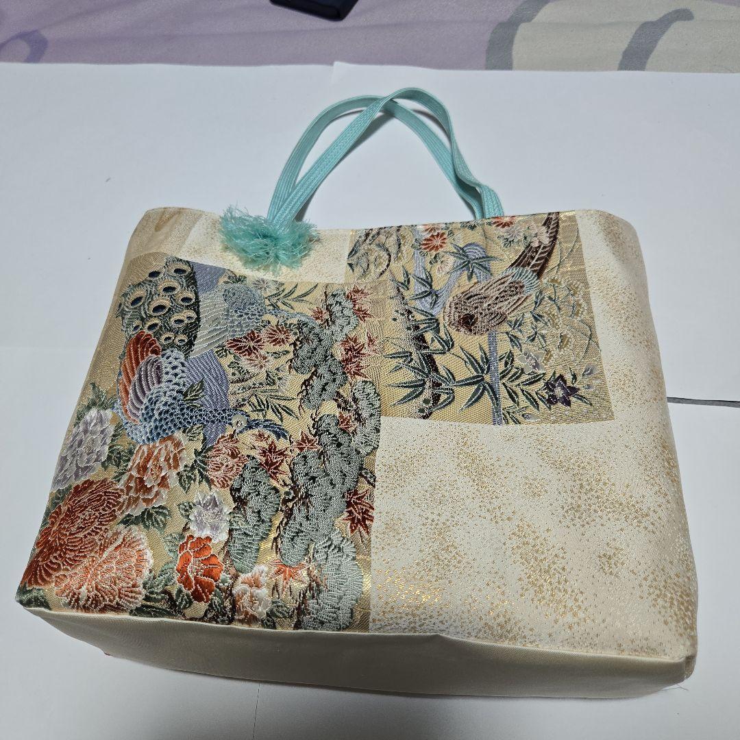 クリーム色の多色トートバッグ値下げしました