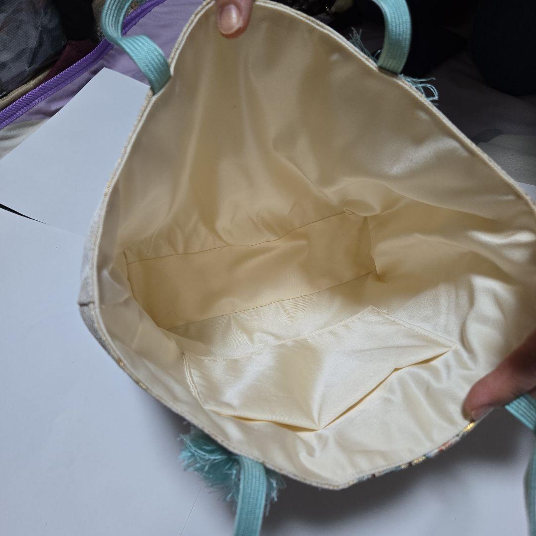 クリーム色の多色トートバッグ値下げしました