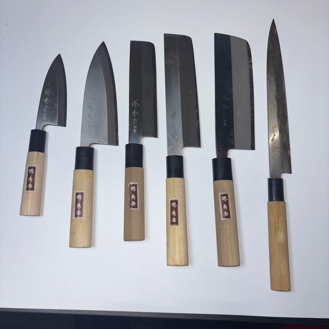 堺　秀岳特製　和包丁6本セット 日本伝統デザイン