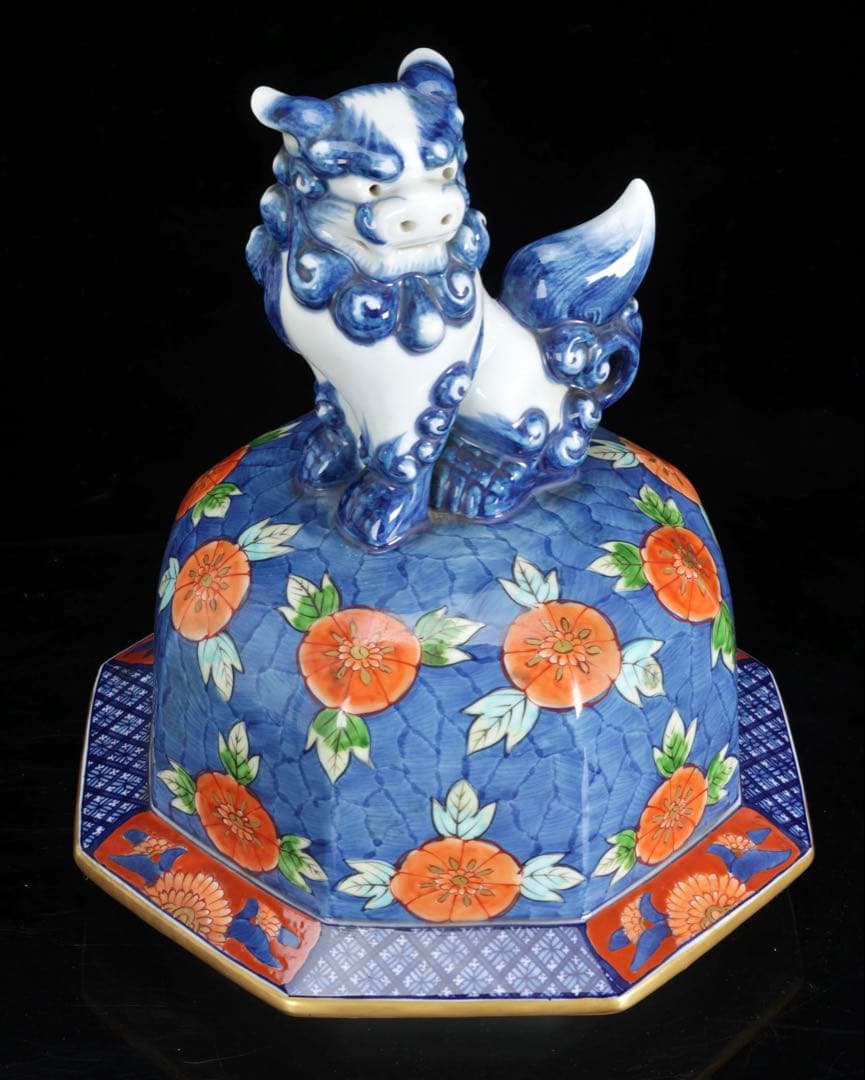 有田焼 耕右衛門 染錦金彩色絵 獅子摘蓋沈香壺 特大98cm 飾壺 古美術 骨董