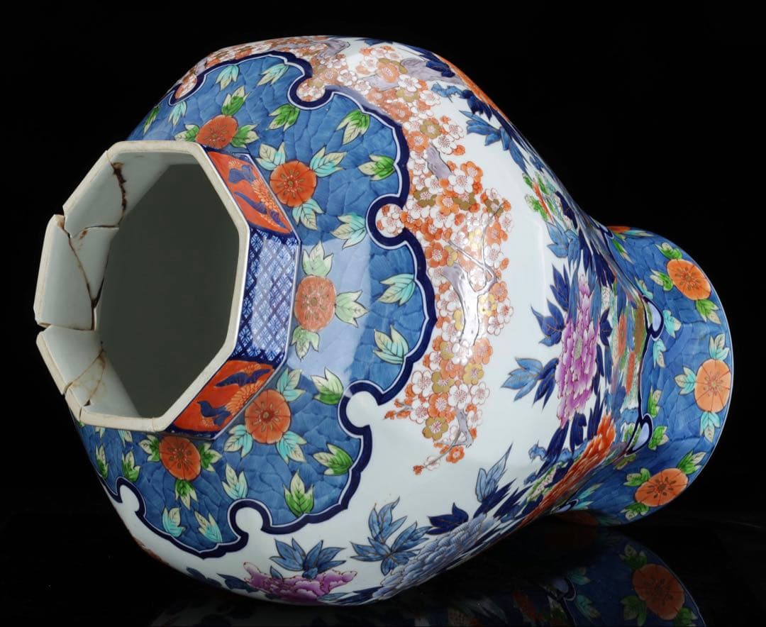 有田焼 耕右衛門 染錦金彩色絵 獅子摘蓋沈香壺 特大98cm 飾壺 古美術 骨董