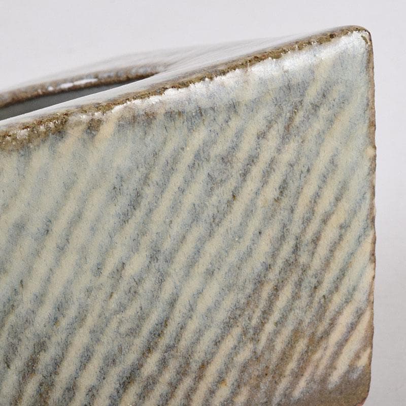 益子焼　島岡達三作　象嵌　四方灰皿　共箱　C　R8944