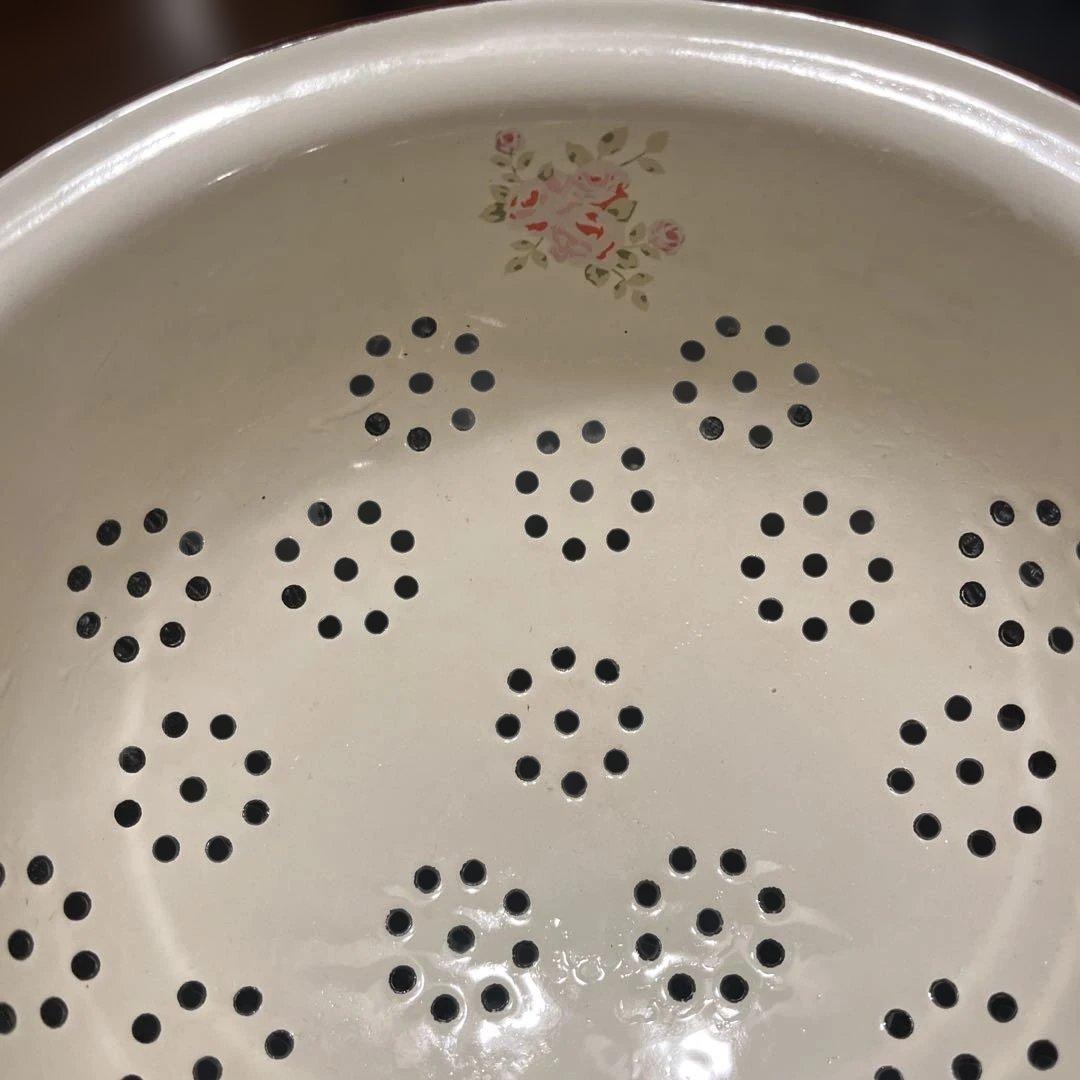 アンティーク　ホーロー　水切りボール　カントリー雑貨　レトロ