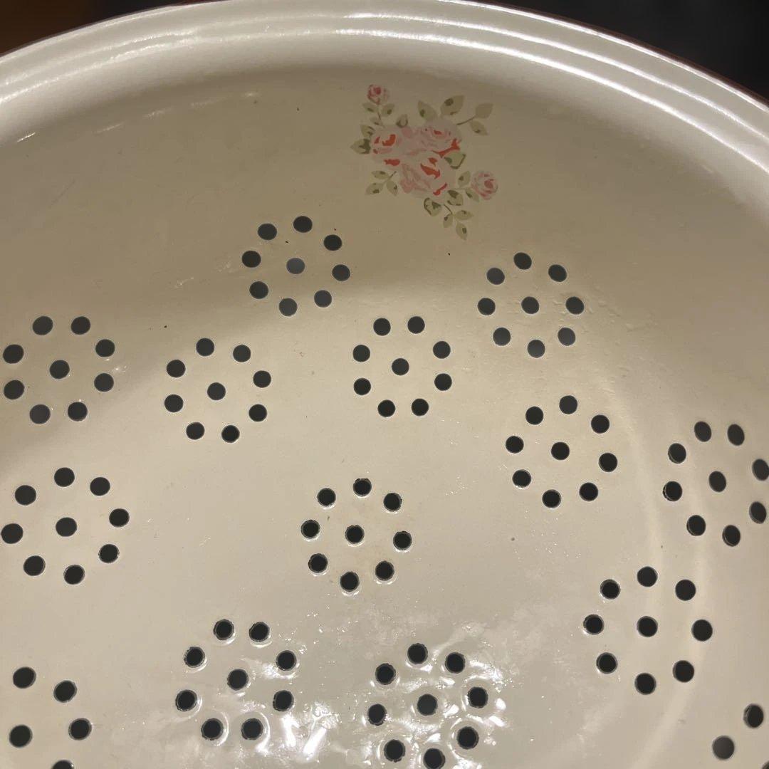 アンティーク　ホーロー　水切りボール　カントリー雑貨　レトロ