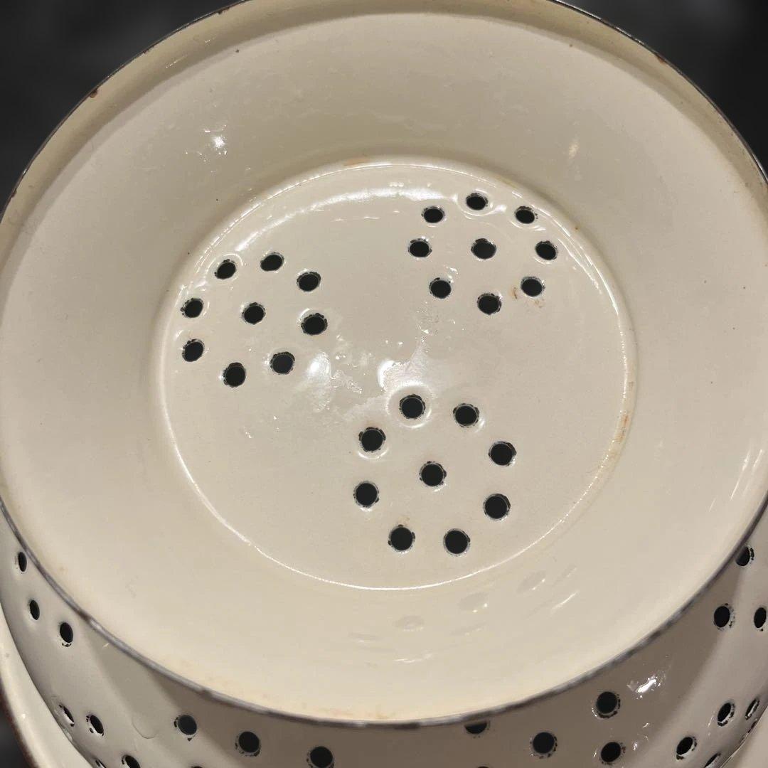 アンティーク　ホーロー　水切りボール　カントリー雑貨　レトロ