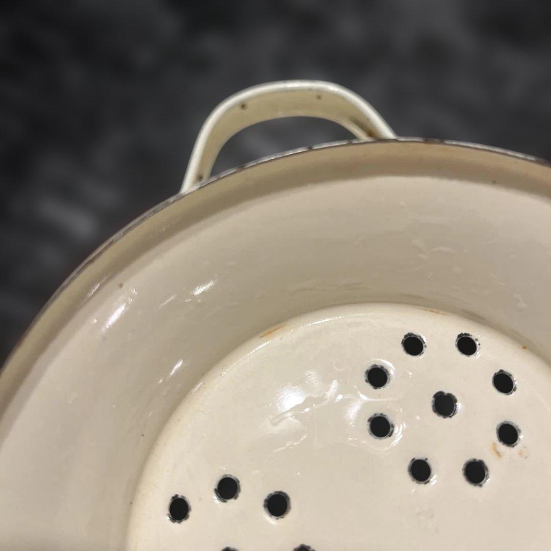 アンティーク　ホーロー　水切りボール　カントリー雑貨　レトロ