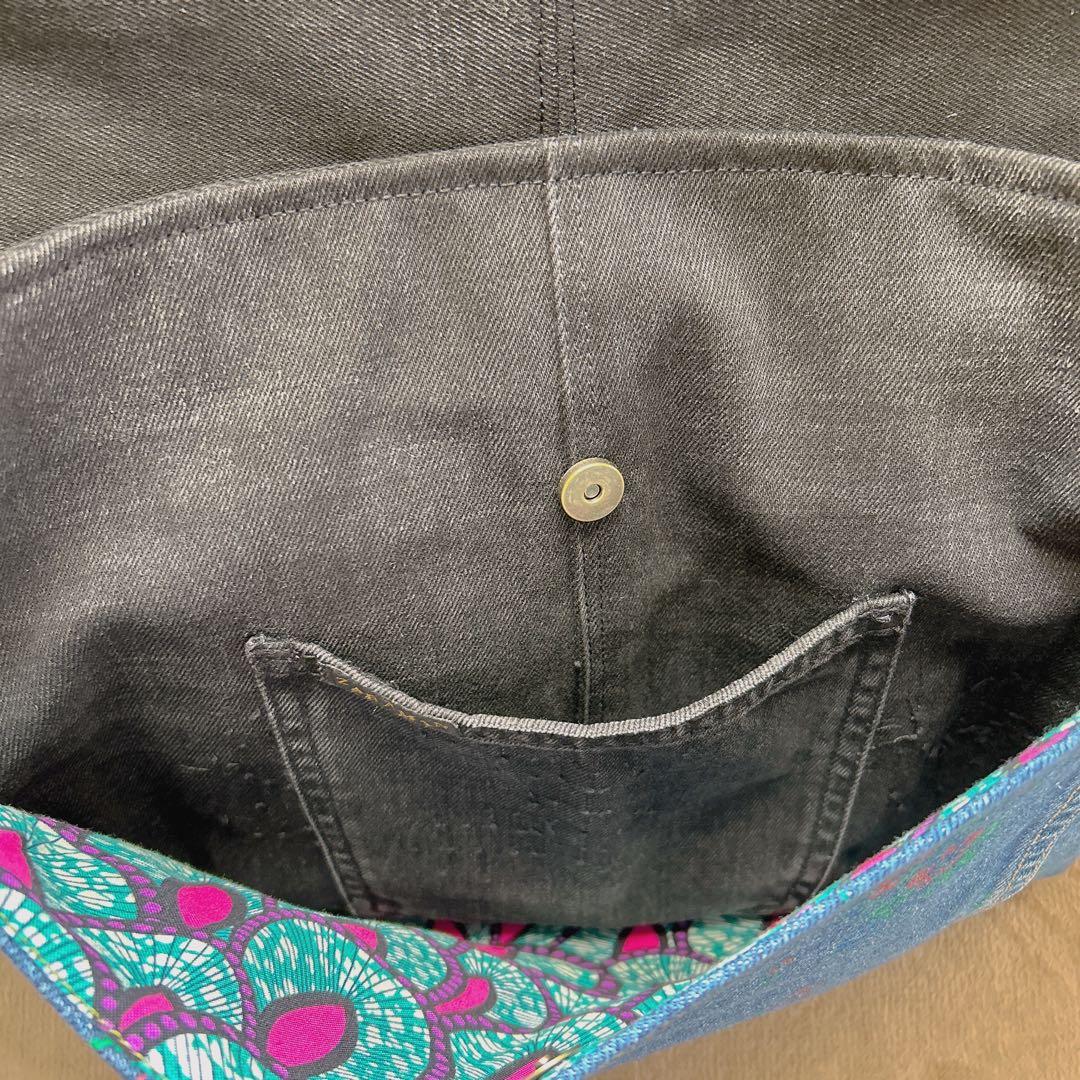 ゆぴさまオーダー。デニムジャケットリメイクバッグ【ハンドメイド】