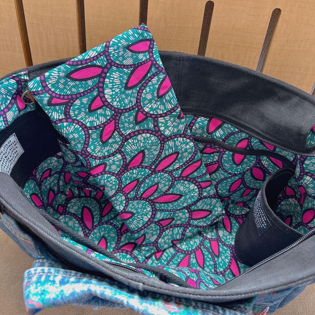 ゆぴさまオーダー。デニムジャケットリメイクバッグ【ハンドメイド】