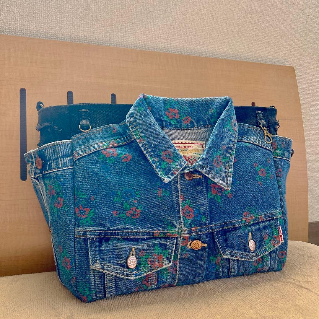 ゆぴさまオーダー。デニムジャケットリメイクバッグ【ハンドメイド】